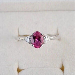 *Rare* Premium Natural Ouro Fino Rubellite & Genuine Moissanite Ring.